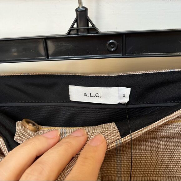 A.L.C. Fynn Plaid Straight-Leg Pants in Tawny Plaid 2 NWT - Picture 9 of 16